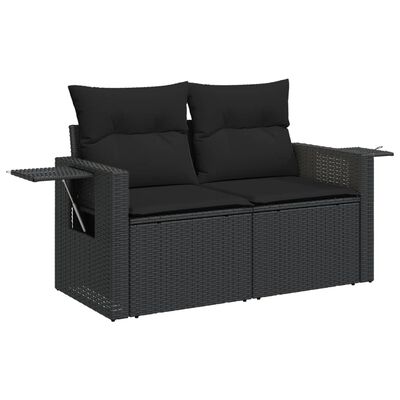 vidaXL Salon de jardin avec coussins 13 pcs noir résine tressée