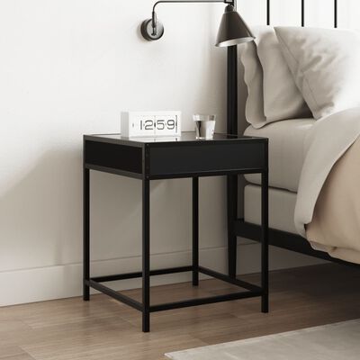 vidaXL Table de chevet avec LED infini noir 40x40x51 cm