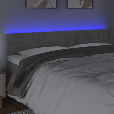 vidaXL Tête de lit à LED Gris clair 160x5x78/88 cm Velours