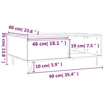 vidaXL Table basse chêne fumé 90x60x35 cm bois d'ingénierie