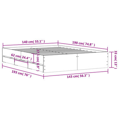 vidaXL Cadre de lit avec tiroirs sans matelas blanc 140x190 cm