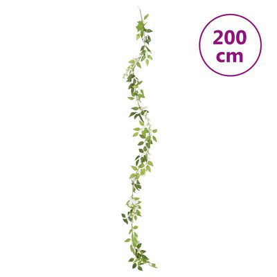 vidaXL Guirlandes de fleurs de Noël 6 pcs blanc 200 cm