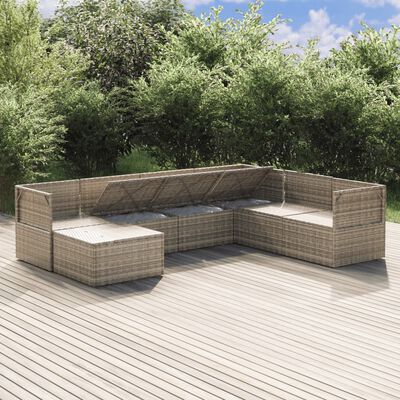 vidaXL Salon de jardin 7 pcs avec coussins Gris Résine tressée