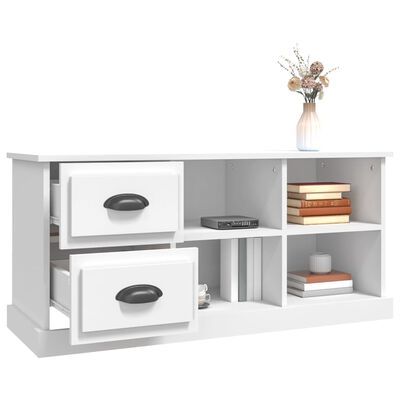 vidaXL Meuble TV blanc 102x35,5x47,5 cm bois d'ingénierie