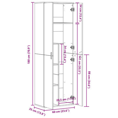 vidaXL Buffet haut blanc 60x35x180 cm bois d’ingénierie