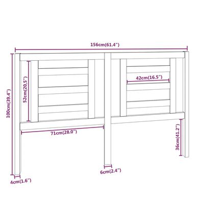 818827 vidaXL Tête de lit Gris 156x4x100 cm Bois de Pin Massif