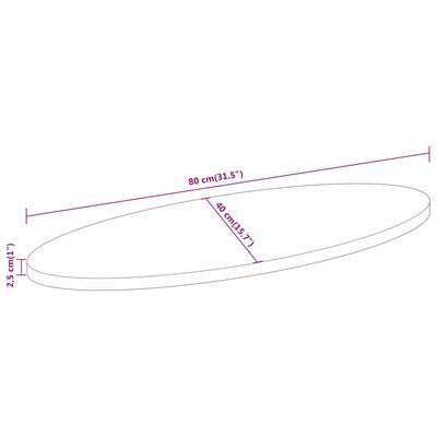 vidaXL Dessus de table 80x40x2,5 cm ovale bois massif de manguier