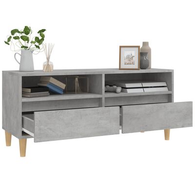 vidaXL Meuble TV gris béton 100x34,5x44,5 cm bois d'ingénierie