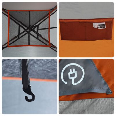 vidaXL Tente familiale à dôme 6 personnes gris et orange imperméable