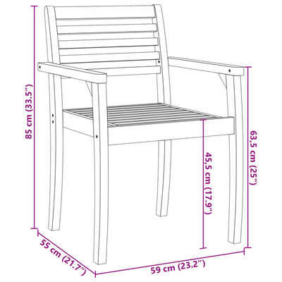 vidaXL Chaises de jardin lot de 6 59x55x85 bois massif d'acacia