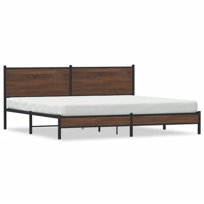 vidaXL Cadre de lit en métal sans matelas chêne marron 200x200 cm