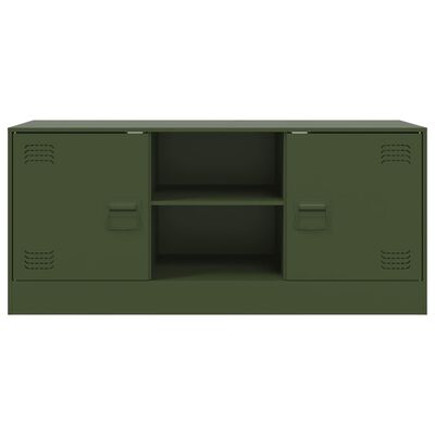 vidaXL Meuble TV vert olive 99x39x44 cm acier