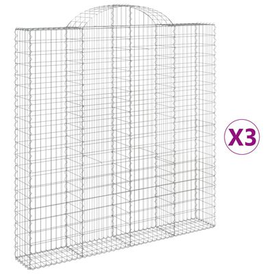 vidaXL Paniers à gabions arqués 3 pcs 200x30x200/220 cm fer galvanisé