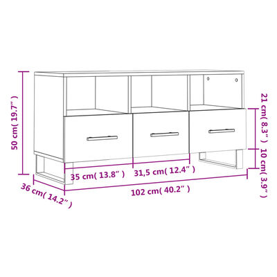 vidaXL Meuble TV chêne sonoma 102x36x50 cm bois d'ingénierie