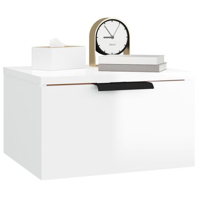 vidaXL Tables de chevet murales 2 pcs blanc brillant 34x30x20 cm