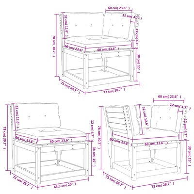 vidaXL Salon de jardin 5 pcs avec coussins bois de pin massif