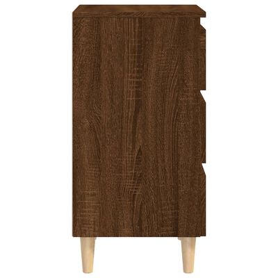 vidaXL Table de chevet avec pieds en bois Chêne marron 40x35x69 cm