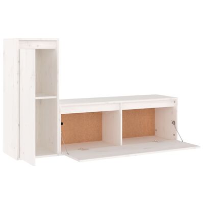 vidaXL Meubles TV 2 pcs Blanc Bois massif de pin