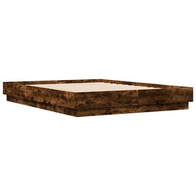 vidaXL Cadre de lit chêne fumé 140x190 cm bois d'ingénierie