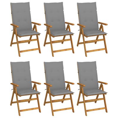 vidaXL Chaises pliables de jardin lot de 6 avec coussins Bois d'acacia