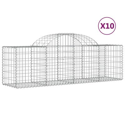 vidaXL Paniers à gabions arqués 10 pcs 200x50x60/80 cm Fer galvanisé