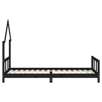vidaXL Cadre de lit pour enfants noir 90x200 cm bois de pin massif