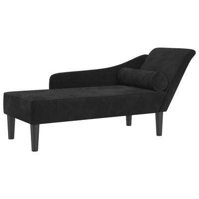 vidaXL Chaise longue avec coussins noir velours