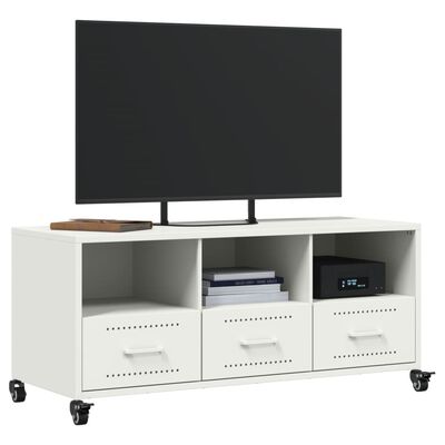 vidaXL Meuble TV blanc 100,5x39x43,5 cm acier