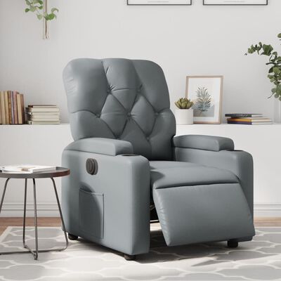 vidaXL Fauteuil inclinable électrique Gris Similicuir