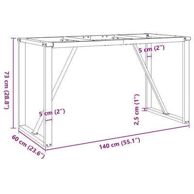 vidaXL Pieds de table à manger cadre en O 140x60x73 cm fonte