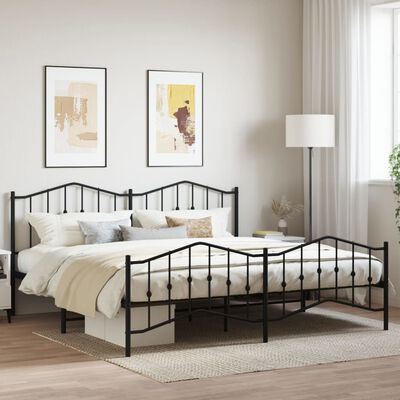 vidaXL Cadre de lit métal sans matelas avec pied de lit noir 200x200cm