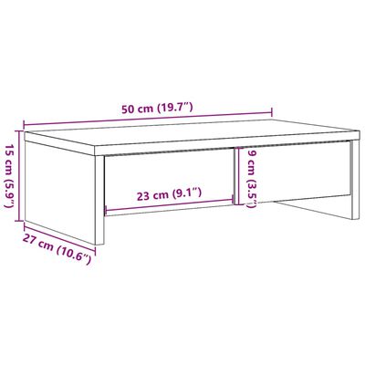 vidaXL Support de moniteur avec tiroirs vieux bois bois d'ingénierie