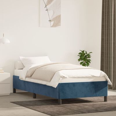 vidaXL Cadre de lit sans matelas bleu foncé 90x200 cm velours