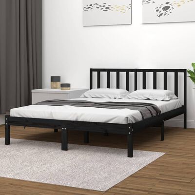 vidaXL Cadre de lit sans matelas noir bois massif de pin 200x200 cm