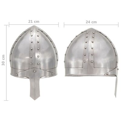 vidaXL Casque de chevalier médiéval antique pour GN Argenté Acier