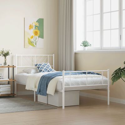 vidaXL Cadre de lit métal sans matelas avec pied de lit blanc 80x200cm