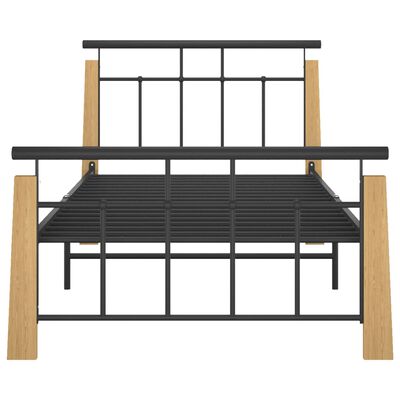 vidaXL Cadre de lit sans matelas métal bois de chêne massif 100x200 cm