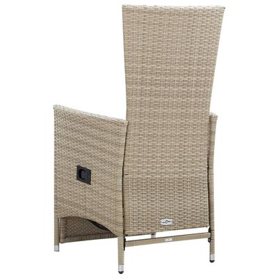 vidaXL Chaises inclinables lot de 2 et coussins Résine tressée Beige