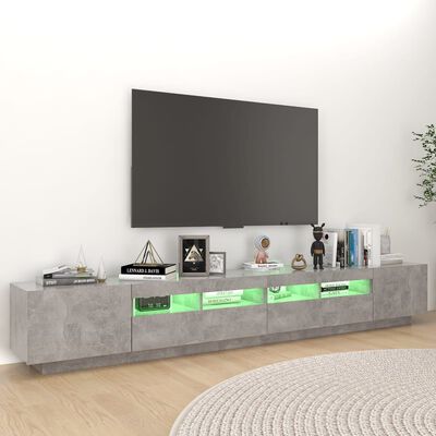 vidaXL Meuble TV avec lumières LED Gris béton 260x35x40 cm