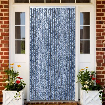 vidaXL Moustiquaire Bleu blanc et argenté 100x220 cm Chenille