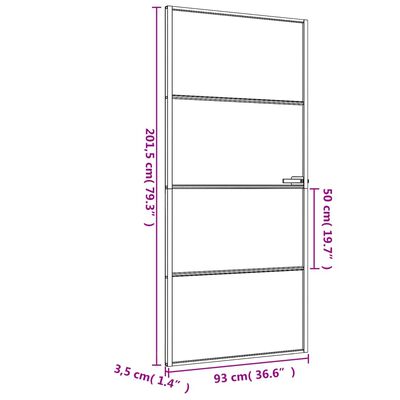 vidaXL Porte intérieure mince noir 93x201,5 cm verre trempé aluminium