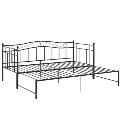 vidaXL Cadre de canapé-lit extensible sans matelas Noir Métal 90x200cm