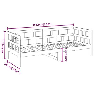 vidaXL Lit de jour Marron miel Bois de pin massif 90x190 cm