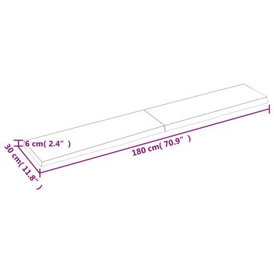 vidaXL Comptoir de salle de bain 180x30x(2-6)cm bois massif non traité