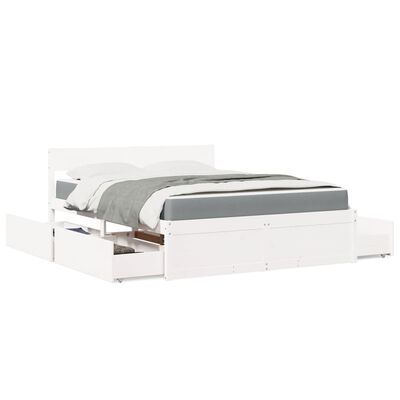 vidaXL Lit avec tiroirs et matelas blanc 140x200 cm bois massif de pin