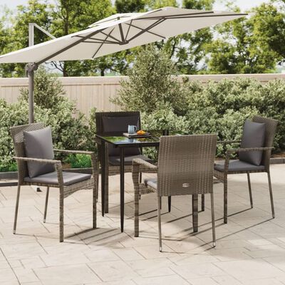 vidaXL Ensemble à manger de jardin coussins 5 pcs noir et gris