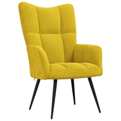 vidaXL Chaise de relaxation avec tabouret Jaune moutarde Velours