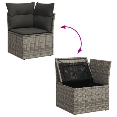 vidaXL Salon de jardin 9 pcs avec coussins gris résine tressée