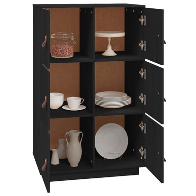 vidaXL Buffet haut Noir 67x40x108,5 cm Bois massif de pin