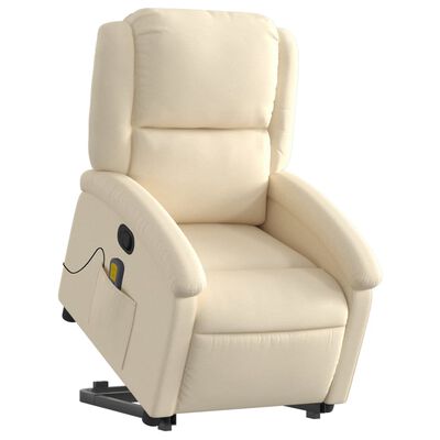 vidaXL Fauteuil inclinable de massage Crème Tissu